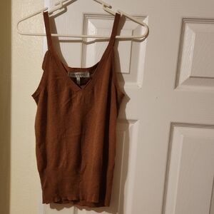MaxMara Brown Pure Cashmere Ribbed Fitted Camisole